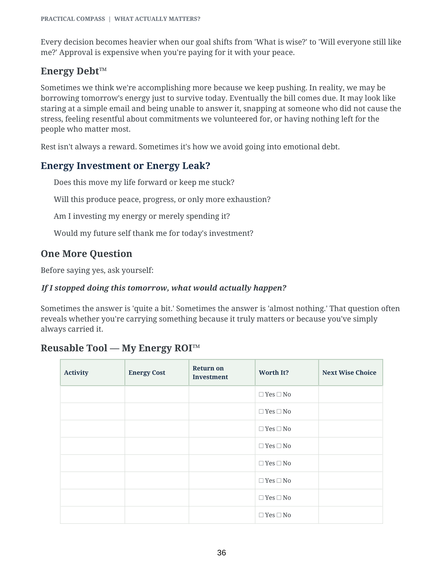 What Actually Matters? interior page — Energy Allocation™